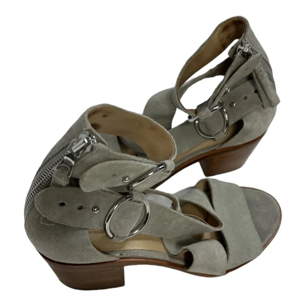 Rag & Bone Ivory‎ Suede Leather Peep Toe Womens Zip Back Heels Size 6.5/37